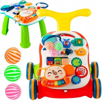 Majlo Toys interaktívne s hracím stolčekom Music Stroller 2v1 červené