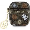 Guess PU 4G Peony Charm Pouzdro pro AirPods 1/2 Brown