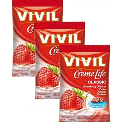 VIVIL BONBONS CREME LIFE CLASSIC s jahodovo-smotanovou príchuťou bez cukru  110 g od 2,54 € - Heureka.sk