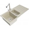 MEXEN/S MEXEN/S - Andres granitový drez s odkvapkávačom vrátane batérie Duero, béžová 6515-69-671600-00