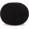 vidaXL Ručne pletená bavlnená taburetka, 50x35 cm, čierna