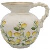 Chic Antique Béžový antik keramický džbán s citrónmi Limone Blossom - 20,5 * 18,5 cm - Chic Antique