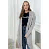 KESI 2019-1SE Dámsky kardigán sveter s vrkočovým vzorom šedý