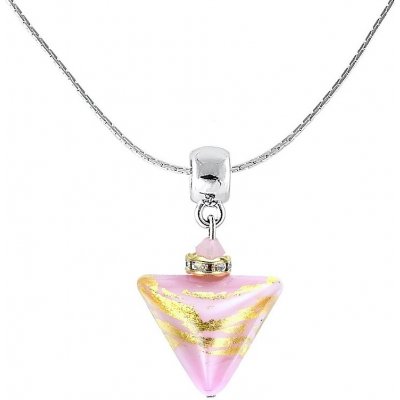 Lampglas Romantický náhrdelník sweet rose triangle s 24-karátovým zlatom v perle NTA9