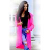 Fashionweek Mega tlustý pletený svetr kabát s kapuci TOP TREND 3681 ružový neón