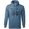 Geodet teodolit dron - Mikina pánska Cape s kapucňou - 3XL ( Denim )