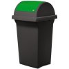 Odpadkový kôš na triedený odpad SWING 50 l - čierna nádoba, zelené veko