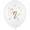 Balón biely ONE výročie narodeniny zlaté hviezdy 30CM