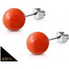 CITY STORM Dámske oceľové náušnice guličky červeno-oranžové - 4 mm