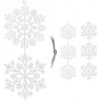 SPRINGOS Vianočné ozdoby - Snehové vločky s trblietkami 8cm, biele, sada 8ks