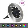 Solárne LED zemné lampy, 8 ks, RGB