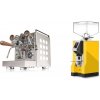 Rocket Espresso Appartamento, white, walnut + Eureka Mignon Specialita, CR yellow