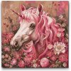 Vymalujsisam.sk Maľovanie podľa čísiel - Ružový jednorožec Veľkosť: 50x50cm, Rám: Okrúhly rám