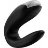 Satisfyer Double Fun Black - zariadenie pre páry, diaľkové ovládanie, aplikácia, IPX7