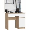 Ak furniture Konferenčný stolík so zrkadlom P-2/SL I dub sonoma / biely pravý