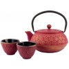 Konvička na čaj a šálky na čaj v súprave SHANGHAI, 3 ks, 600 ml, červené, Bredemeijer