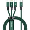 Baseus CAMLT-SC06 Rapid 3in1 USB Type C - USB Type C / Lightning / Micro USB 20 W, 1,5m, zelený