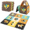 Edukačná penová puzzle podložka s farebnými zvieratkami, 85 x 85 cm, 9 dielikov biela