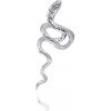 MINET Moderná strieborná záušnica had na pravé ucho