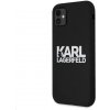 Puzdro Karl Lagerfeld KLHCN61SLKLRBK Stack biele Logo iPhone 11, silikónové - čierne