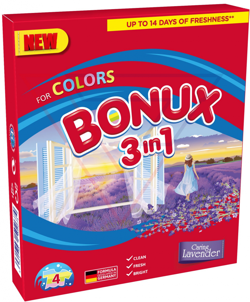 Bonux Color Lavender 3v1 prací prášok 4 PD 300 g