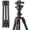 K&F 1.6m Lightweight Aluminum Travel Tripod Compact Vlog Camera Tripod Flexible & Portable 8kg Load with Portable, for DSLR Cameras K234A0+BH-28L K&F Concept