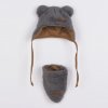 NEW BABY Zimní kojenecká čepička s šátkem na krk Teddy bear sivá Bavlna/Polyester/Elastan 74 (6-9m)