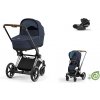 Cybex Platinum CYBEX e-Priam Conscious Collection Travel Set + Cloud T i-Size dark navy 2022 chrome with brown details