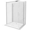 Mexen Omega sprchová kabína 3-stenná, posuvná 100 x 80 cm, transparentná, chróm + vanička Flat - 825-100-080-01-00-3s-4010