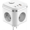 Síťový adaptér VIKING Y33, bílá/Output:3xAC,1xUSB-A,2xUSB-C/Tlačítko ON/OFF VY33W