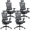 4PACK Ergonomická kancelárska stolička ORION JNS-801, čierna sieťovina W-51 (vzorovaná), čierny kríž (4 ks)
