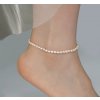 For Silver Boho retiazka na nohu s oválnymi prírodnými sladkovodnými perlami