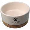 Dog Fantasy Keramická miska s podtáckou WOOF biela 400 ml