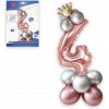 Sada balónov ružovo-strieborná číslica 4 XL 120 cm