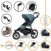 Set 11v1 Thule Urban Glide 3 Mid blue s magnetickou sponou + madlo + vanička Tinted Taupe + JOMK príslušenstvo + autosedačka Cybex s ISOFIX základňou a adaptérmi Thule