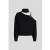 KARL LAGERFELD JEANS KLJ CUT OUT POLO KNIT BLACK