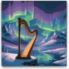 Vymalujsisam.sk Maľovanie podľa čísiel - Harfa a polárna žiara Veľkosť: 50x50cm, Rám: Na plastovej doske