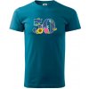 Kvetinové číslo kreslené - 50 - Klasické pánske tričko vyššej gramáže - 3XL ( Petrolejová )