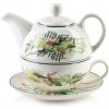 Affek Design Porcelánový čajový set 3v1 s lúčnymi kvetmi – čajník 400 ml, šálka 300 ml a podšálka na pokojný čajový rituál pre jednu osobu