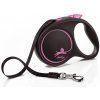 Vodítko Flexi Black Design M 5m (max 25kg) opasok ružové