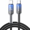 JOYROOM S-A42 Crystal Clear Series opletený rýchlonabíjací a dátový kábel 30W Lightning / USB-C pre iPhone / iPad / AirPods - 1,2 m - čierny