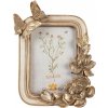 Clayre & Eef Zlatý fotorámik s kvetmi a motýlikmi - 17*3*23 cm / 10*15 cm - Clayre & Eef