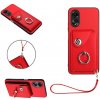 Kožený kryt Organ Ring na Oppo A38 - Červená