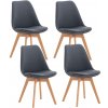 Sada 4 stoličiek Linares látka, tmavosivá