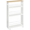 Úzky pojazdný kuchynský regál Vasagle Tonari 45 cm biely/hnedý