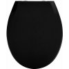 Čierne WC sedadlo s jednoduchým zatváraním Wenko Kos, 44 × 37,5 cm