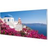 Obraz na akrylátovom skle Grécko kvety morské stavby 100x50 cm