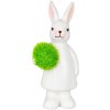 Dekorácia MagicHome, Zajačica so zeleným vajíčkom, veľkonočná, 4,7x6x12,7 cm