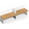 Kancelársky stôl PRIMO s paravánom, 2 miesta, magnetická tabuľa, sivá/buk