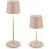 Brilo Dobíjacia LED stolná lampa Bota, 2,6W, 120 lm, IP44, béžová, pr.11 x 33 cm